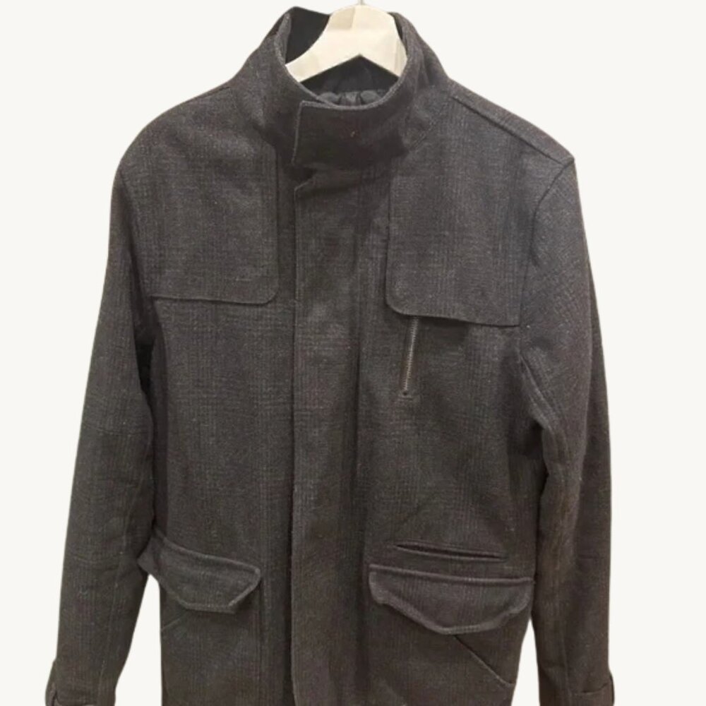 KR3W Charcoal Wool-Blend Military Field Jacket Medium